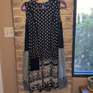 Black and White Upcycled Sleeveless Dress By Breakfast With Matisse